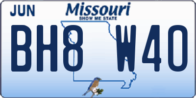 MO license plate BH8W4O