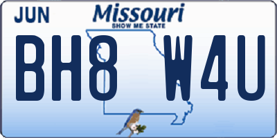 MO license plate BH8W4U