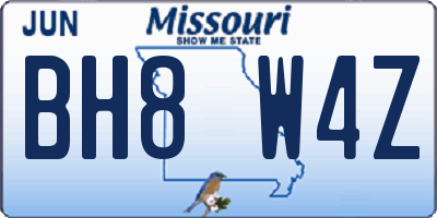 MO license plate BH8W4Z