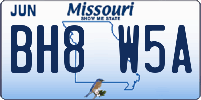 MO license plate BH8W5A