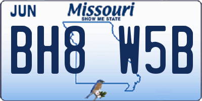 MO license plate BH8W5B