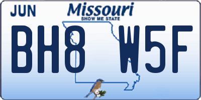 MO license plate BH8W5F