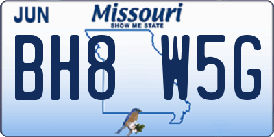MO license plate BH8W5G
