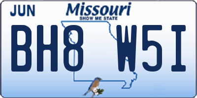 MO license plate BH8W5I