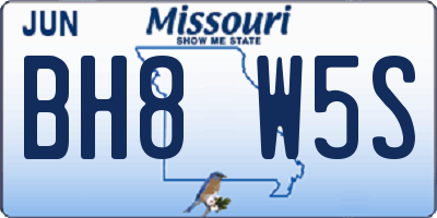 MO license plate BH8W5S