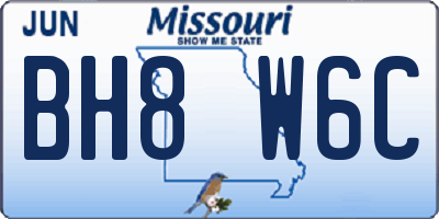 MO license plate BH8W6C