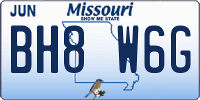 MO license plate BH8W6G