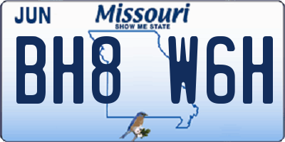 MO license plate BH8W6H