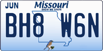 MO license plate BH8W6N