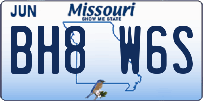 MO license plate BH8W6S