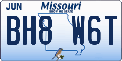 MO license plate BH8W6T