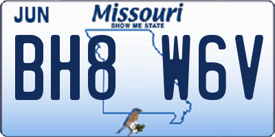 MO license plate BH8W6V