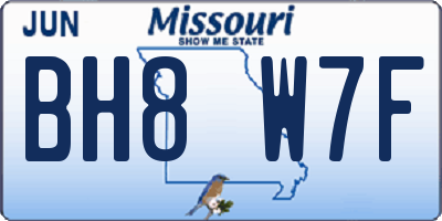MO license plate BH8W7F