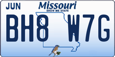 MO license plate BH8W7G