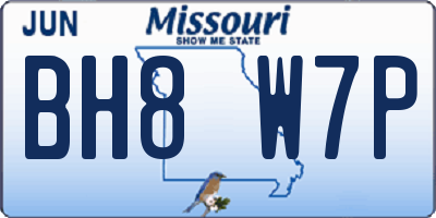 MO license plate BH8W7P