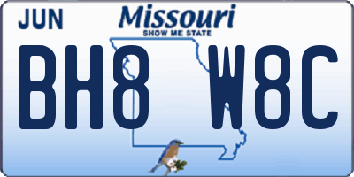 MO license plate BH8W8C