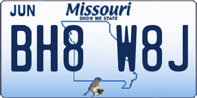 MO license plate BH8W8J
