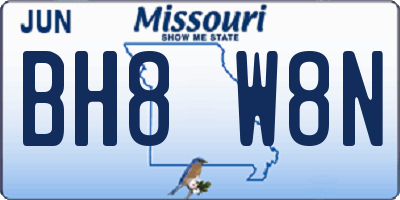MO license plate BH8W8N