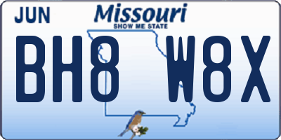 MO license plate BH8W8X