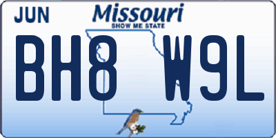 MO license plate BH8W9L