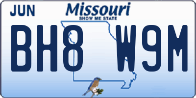 MO license plate BH8W9M