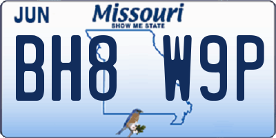 MO license plate BH8W9P