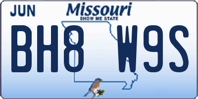 MO license plate BH8W9S