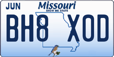 MO license plate BH8X0D
