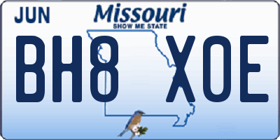 MO license plate BH8X0E