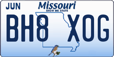 MO license plate BH8X0G