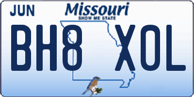 MO license plate BH8X0L