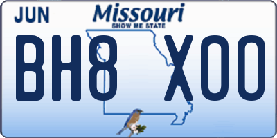 MO license plate BH8X0O