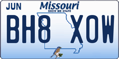 MO license plate BH8X0W