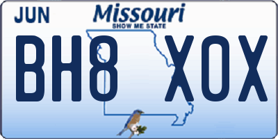 MO license plate BH8X0X