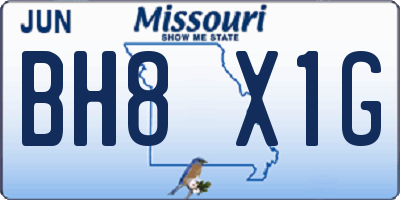 MO license plate BH8X1G