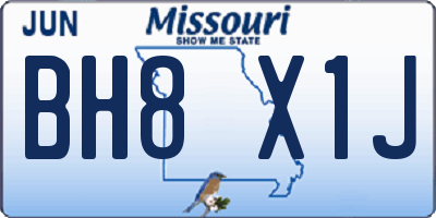 MO license plate BH8X1J