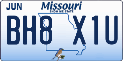 MO license plate BH8X1U