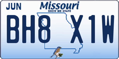 MO license plate BH8X1W