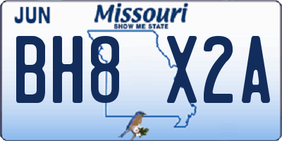 MO license plate BH8X2A