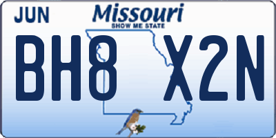 MO license plate BH8X2N