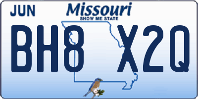 MO license plate BH8X2Q