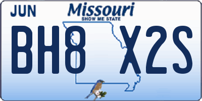 MO license plate BH8X2S