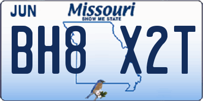 MO license plate BH8X2T