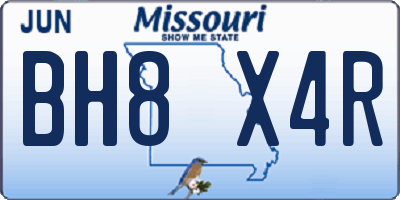 MO license plate BH8X4R