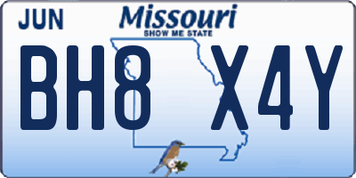 MO license plate BH8X4Y