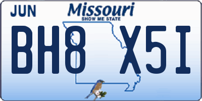MO license plate BH8X5I