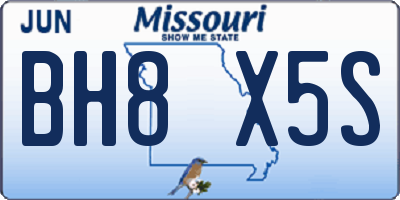 MO license plate BH8X5S