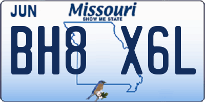 MO license plate BH8X6L