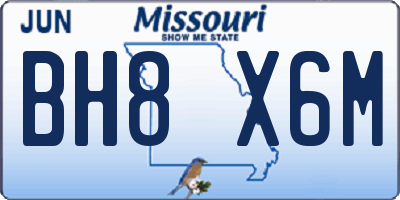 MO license plate BH8X6M