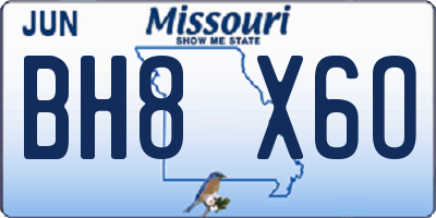 MO license plate BH8X6O
